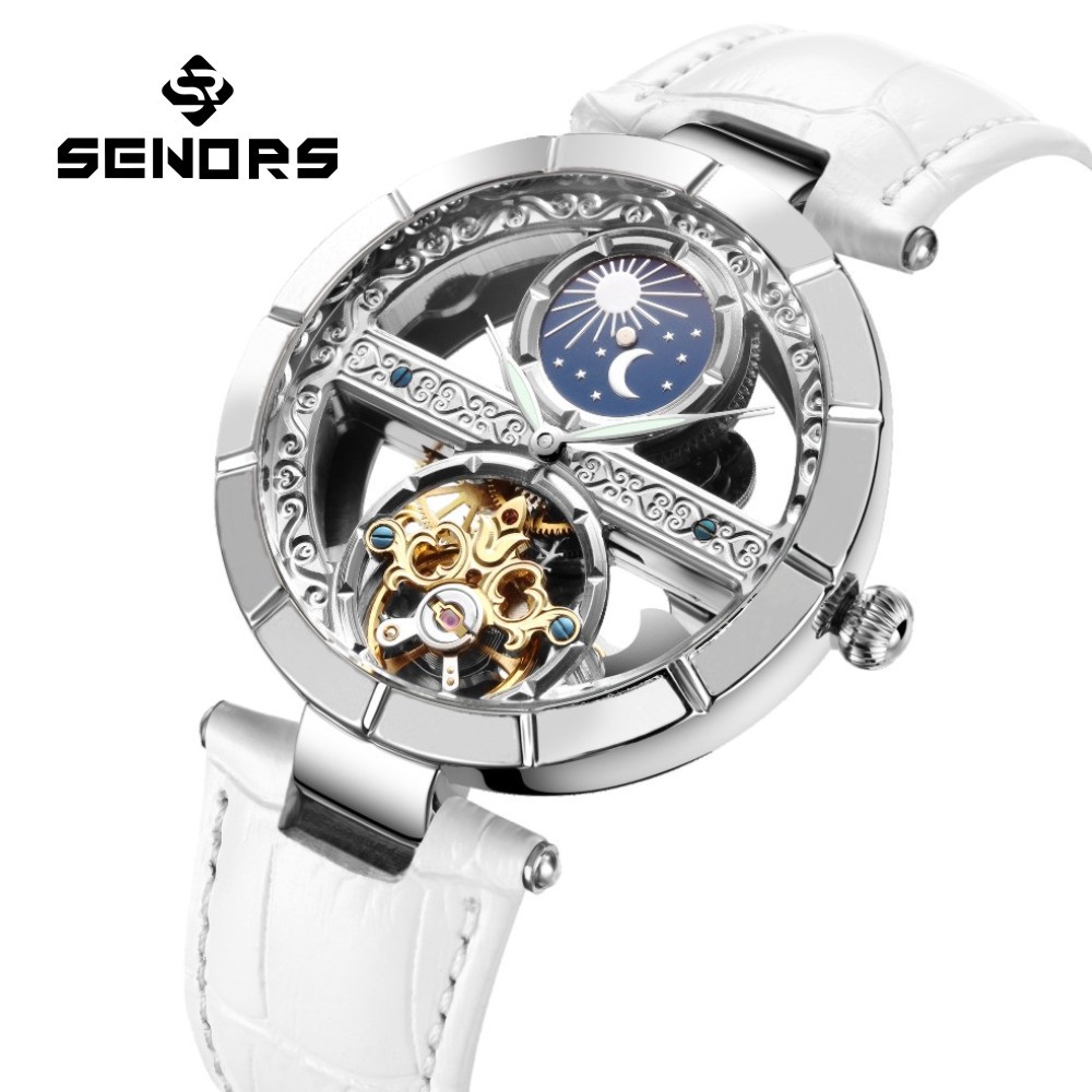Luxury Watch Moon Phase - Lüks kadın su geçirmez iskelet Tourbillon