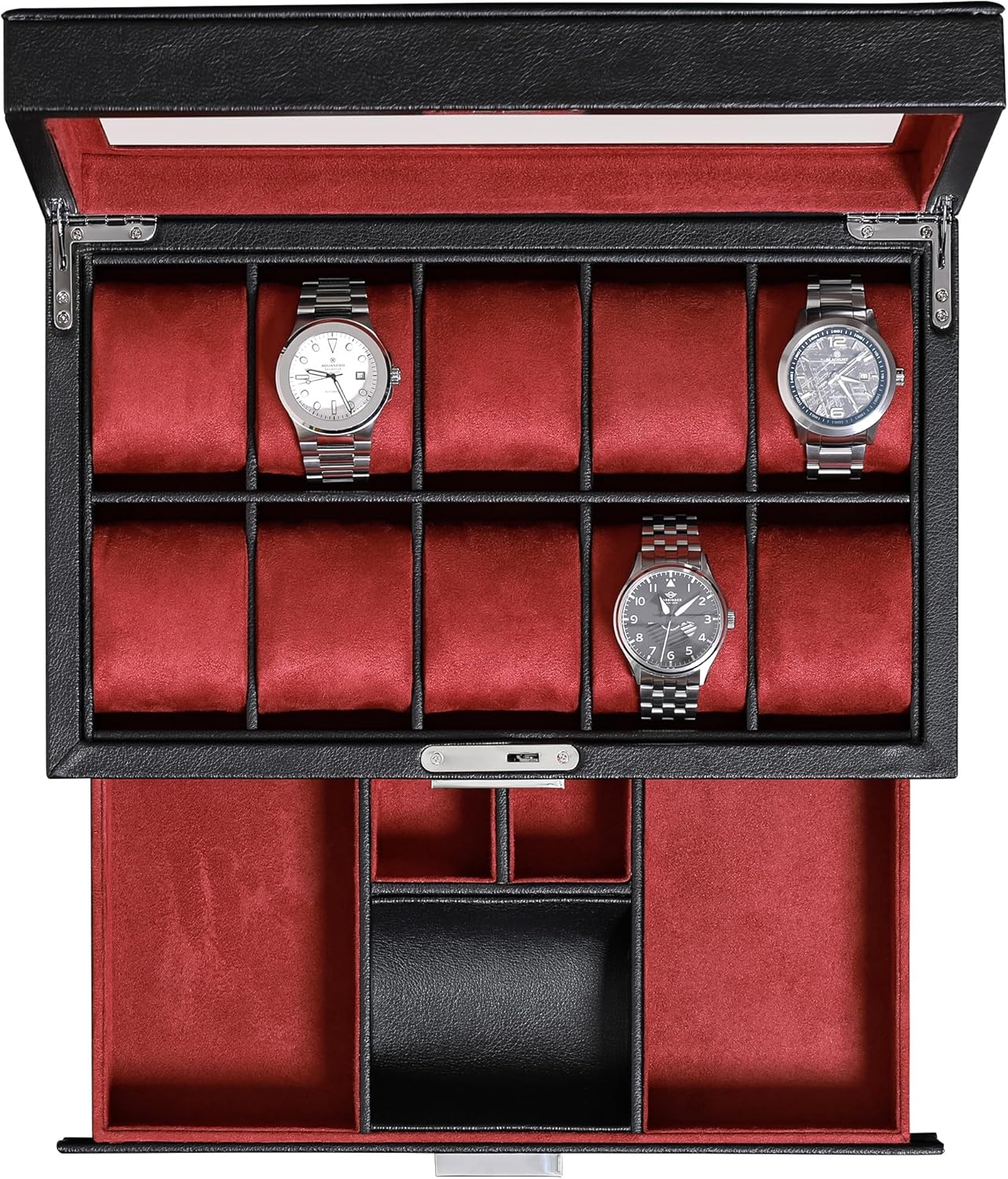 Luxury Watch Display Case - 10 Bölmeli Deri Saat Kutusu, Valet