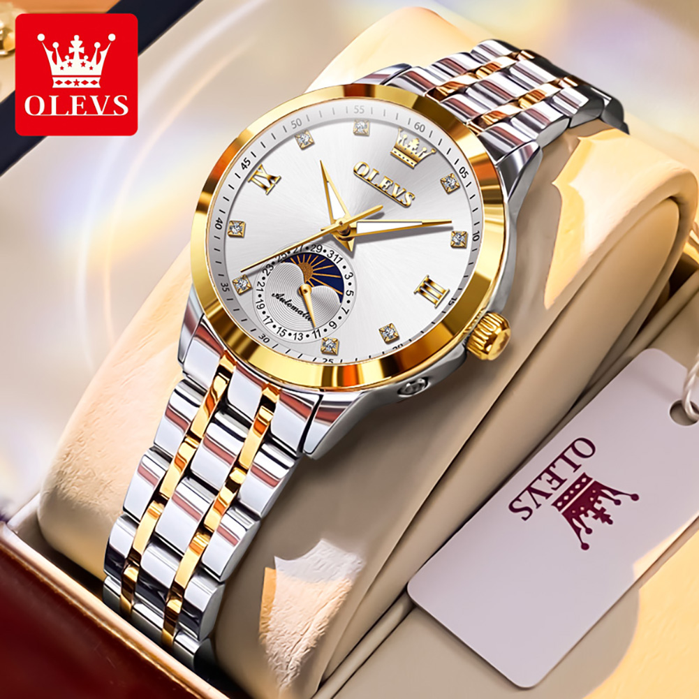 Luxury Watch Moon Phase - OLEVS 7041 Elegance Ay Evreleri Kadın