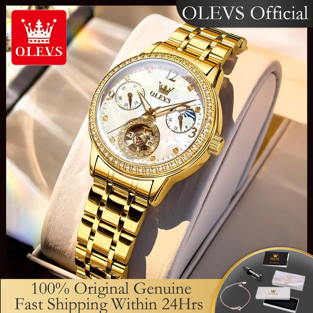 Luxury Watch Moon Phase - OLEVS 6750 Otomatik Kadın Saati Paslanmaz