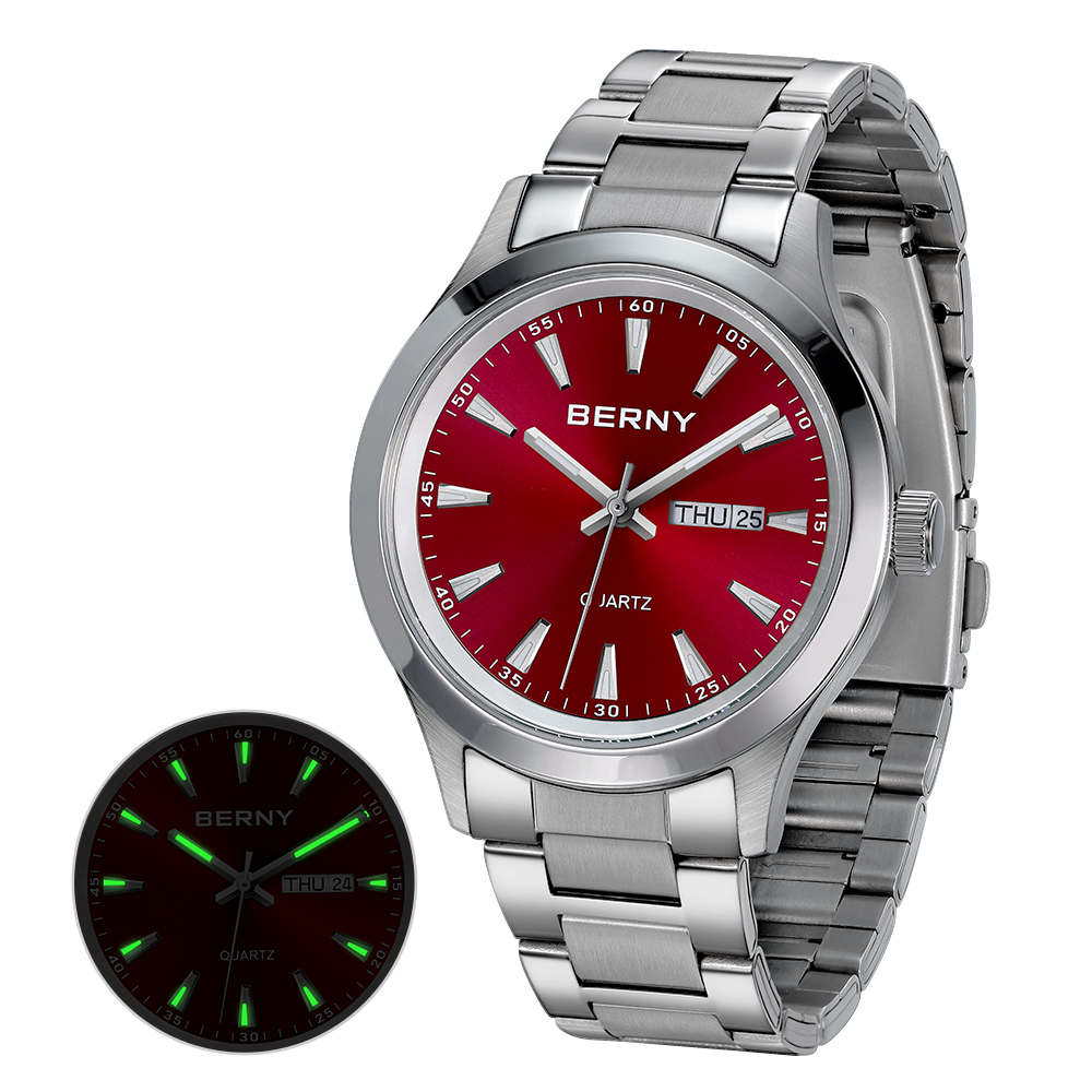 Dress Watch Ultra Thin - BERNY erkekler Quartz saat moda doku