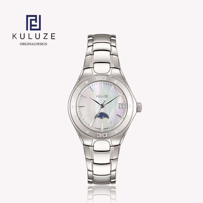 Luxury Watch Moon Phase - KULUZE titanyum kadın saati İsviçre Ronda