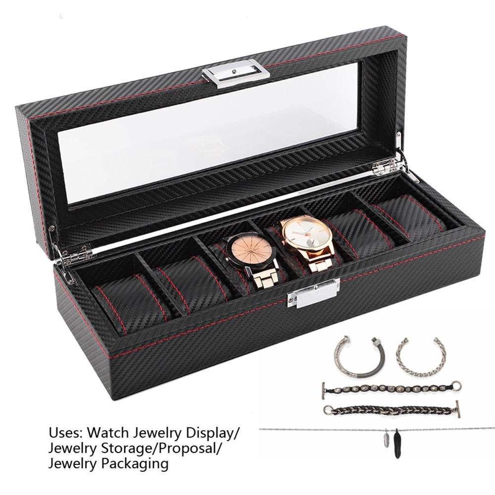 Toz geçirmez Karbon Fiber Saat - Luxury Watch Collection Box incelemesi ve fiyatı