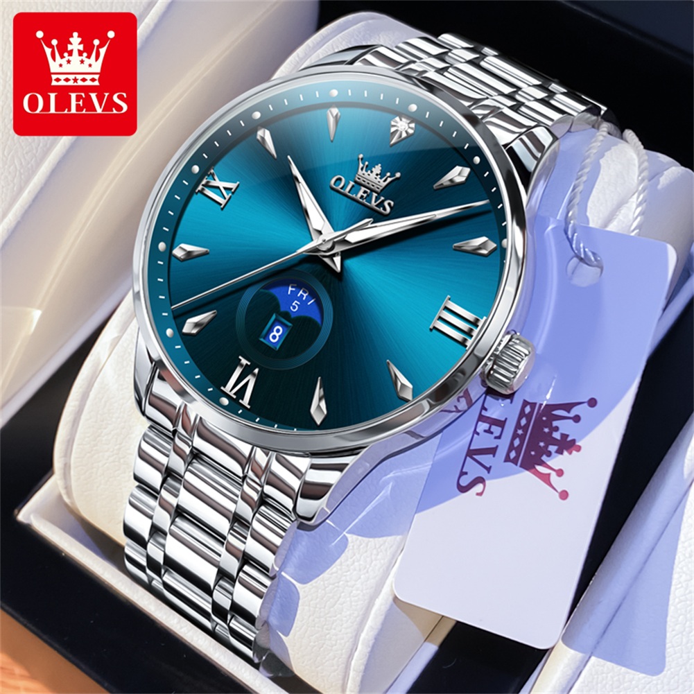 OLEVS Ay Fazı erkek saatleri t - Luxury Watch Moon Phase incelemesi ve fiyatı
