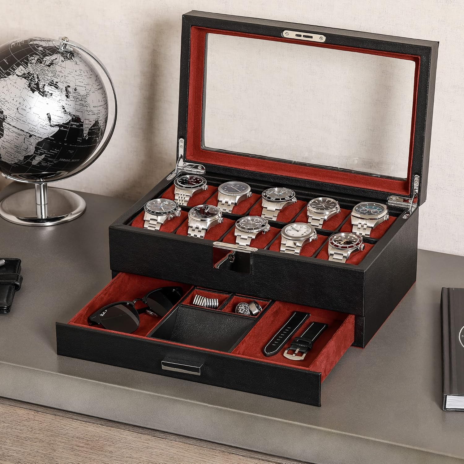 10 Bölmeli Deri Saat Kutusu, V - Luxury Watch Display Case incelemesi ve fiyatı