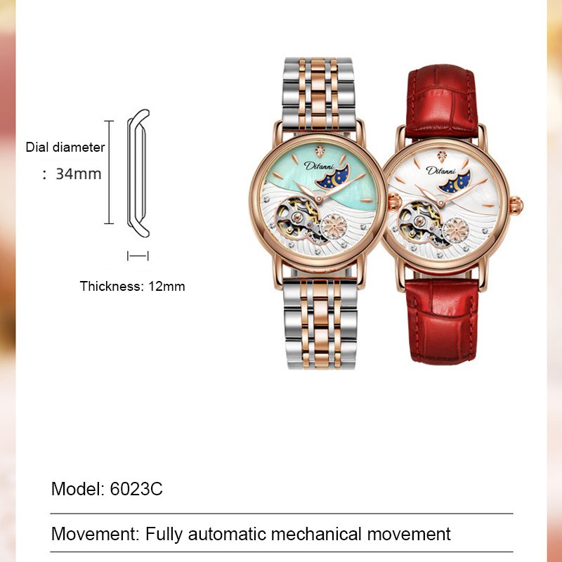 Lady otomatik mekanik saatler  - Luxury Watch Moon Phase incelemesi ve fiyatı