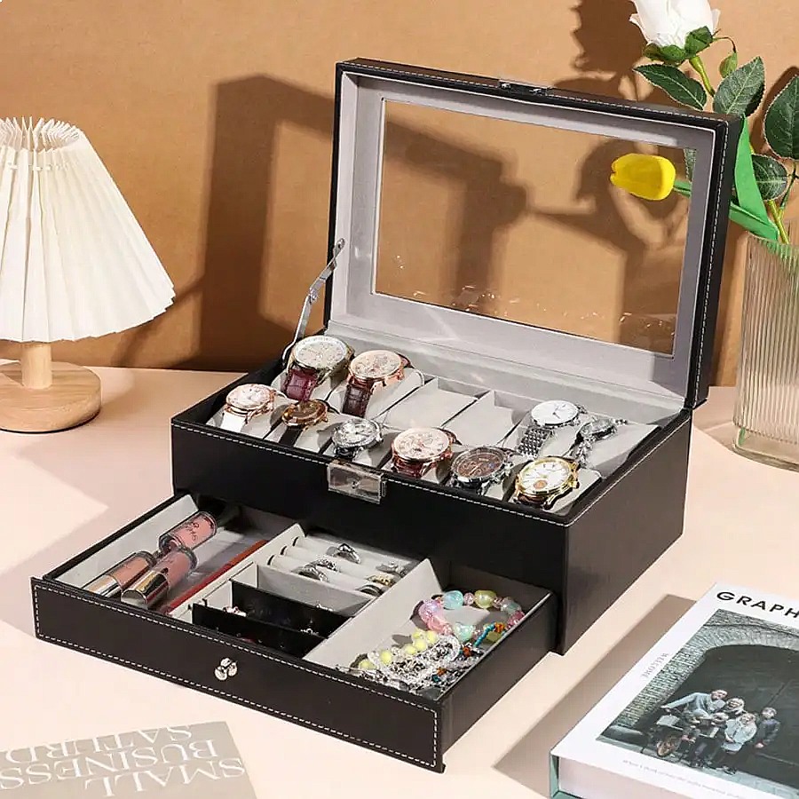 12 Bölmeli Çekmeceli Saat Kutu - Luxury Watch Display Case incelemesi ve fiyatı