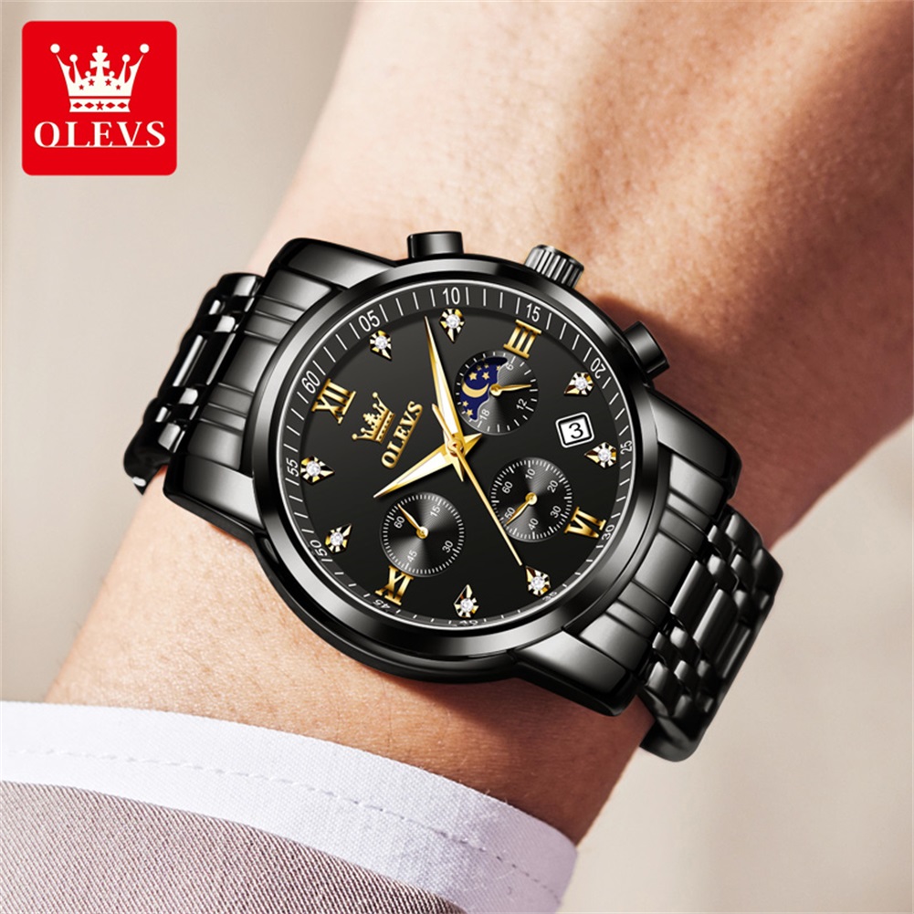 OLEVS Popüler erkek saatleri p - Luxury Watch Moon Phase incelemesi ve fiyatı